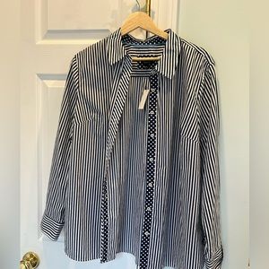 Talbots blue and white button down shirt